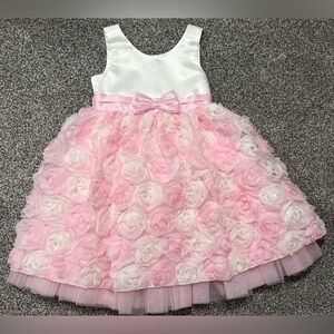 Couture Princess Girls 4 Pink & White Floral Dress With Satin Bow & Sash - NWT